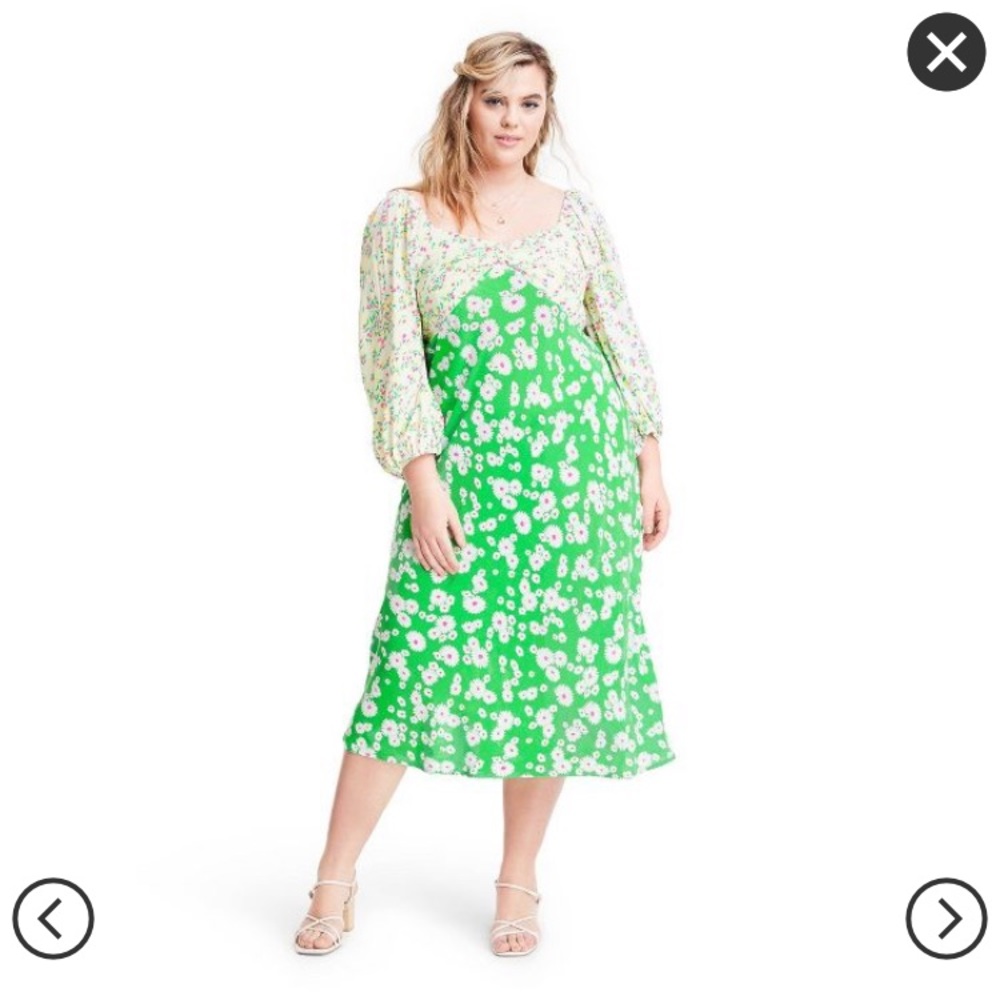 20W 22W RIXO Target Daisy Long Sleeve Swing Dress